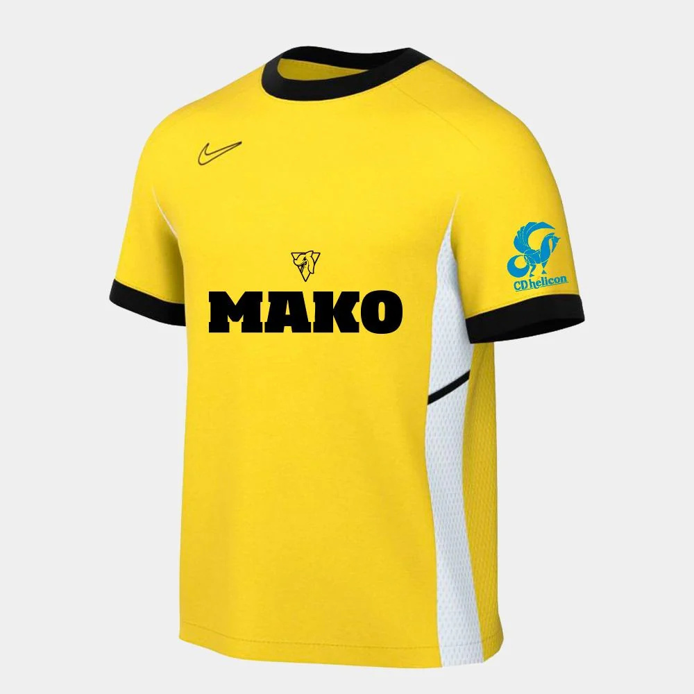 Camiseta Nike amarilla con escudo Mako Hélicon